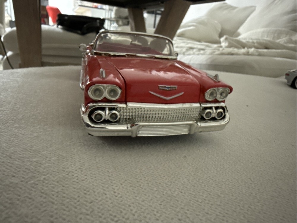 1958 Chevy Impala Convertible Red Motor Max Diecast Replica 1:24 Scale