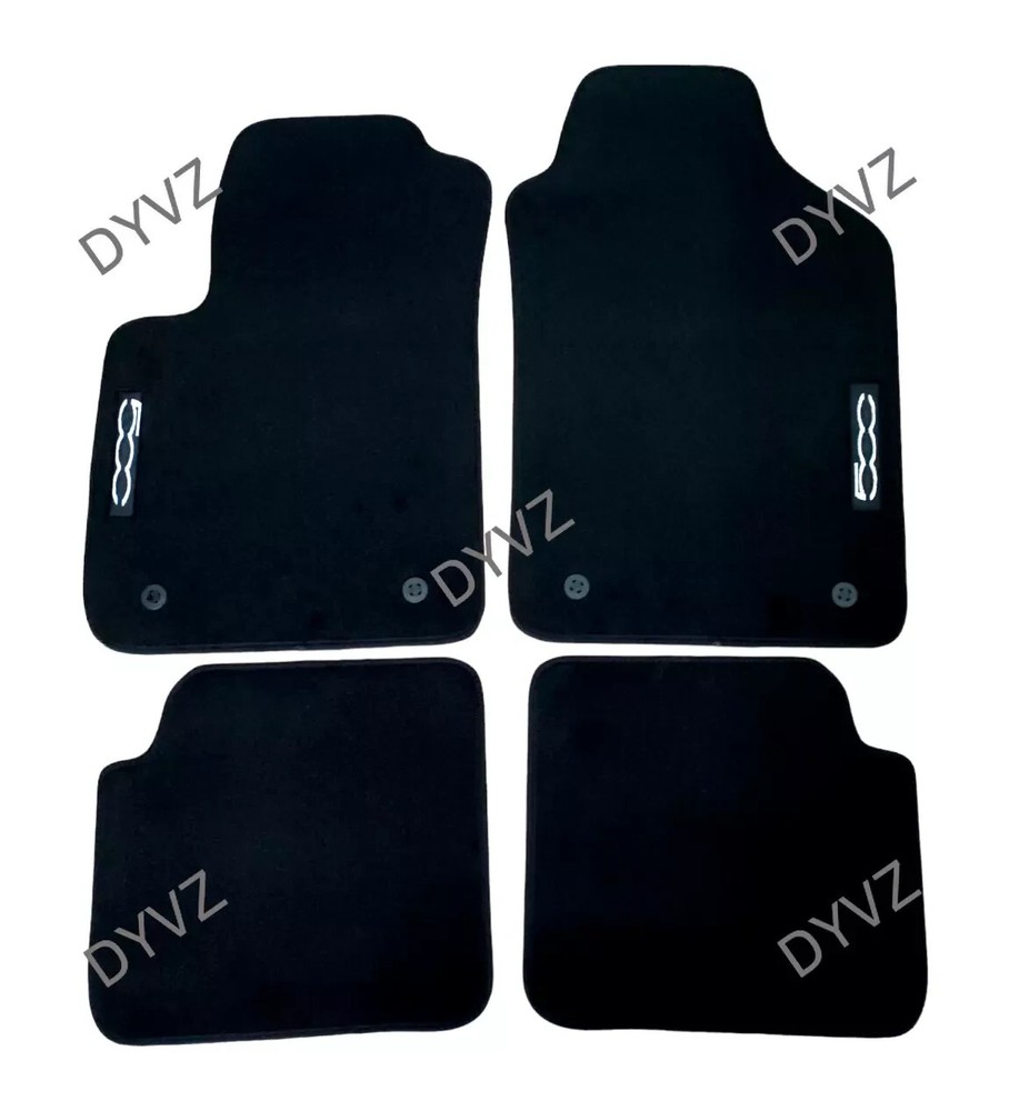 For Fiat 500 Car Floor Mats Velour Waterproof Black Carpet Rugs Auto Liners New