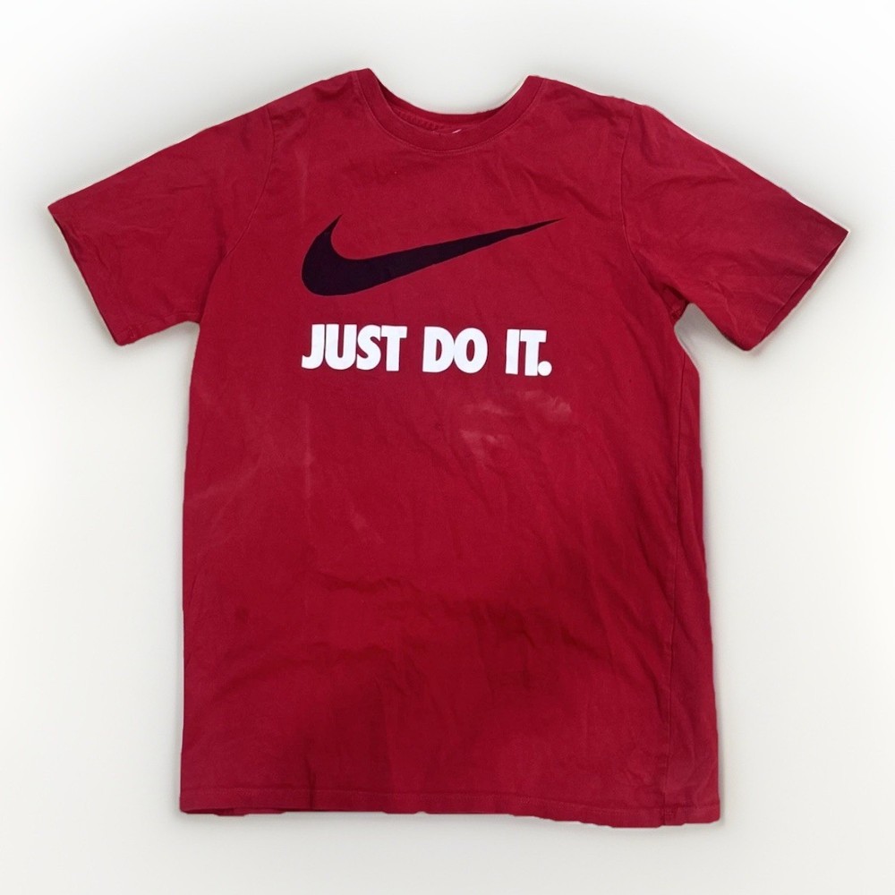 Nike Men’s L Red Just Do It T-Shirt Athletic Fit Swoosh Logo Graphic Tee