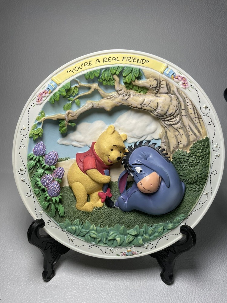 Disney Bradford Exchange Winnie the Pooh Your A Real Friend Collectible Plate with COA and Foam Box
