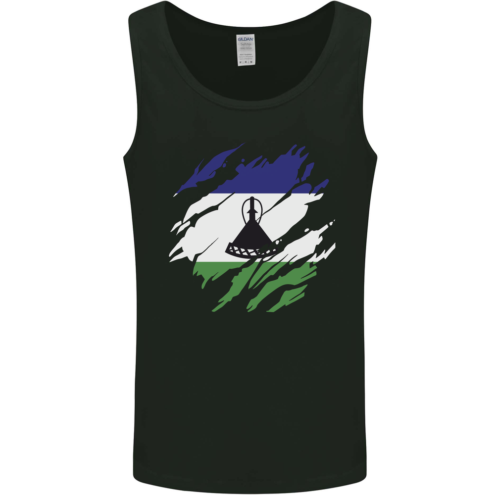 Torn Lesotho Flag Basotho Day Football Mens Vest Tank Top