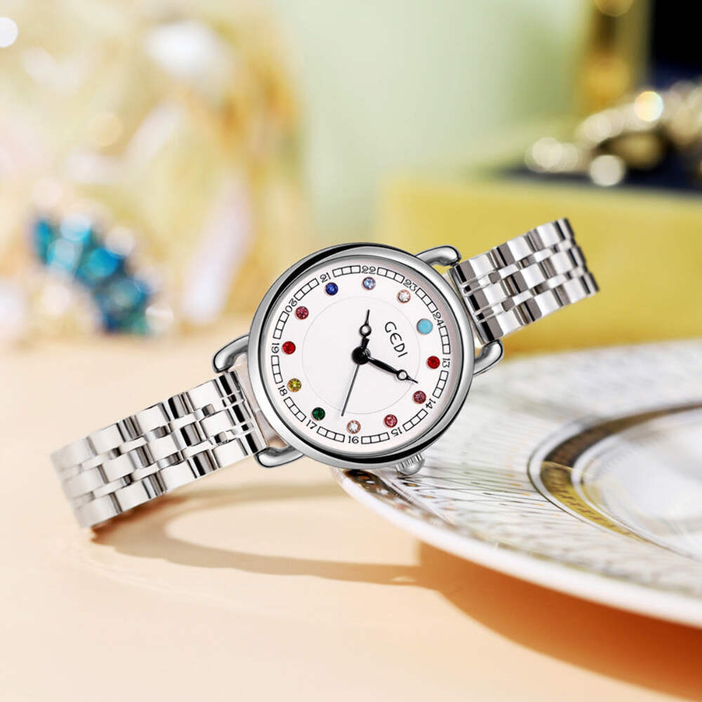 Stylish Women's Quartz Watch with Steel Band, Birthstone, and 30M Waterproof Fea