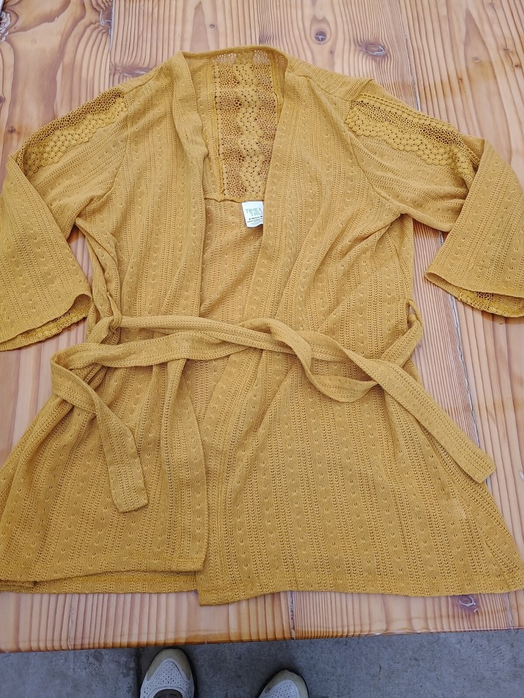 Time and Tru long sleeve yellow cardigan blouse size S/M