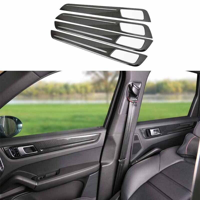 For Porsche Cayenne Carbon Fiber 4PCS 2018-2022 Car Inner Door Panel Strip Trim