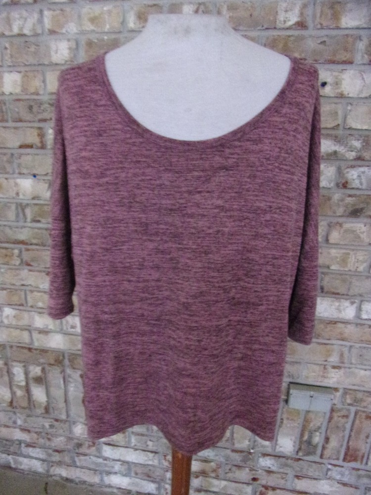 VTG MISIA SZ 3X PINK HEATHER  3/4 SLEEVE DRESSY CASUAL COTTON BLEND KNIT TOP