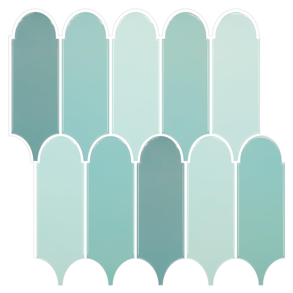 Peel and Stick Kitchen Backsplash - Thick Premium Green Feather Design