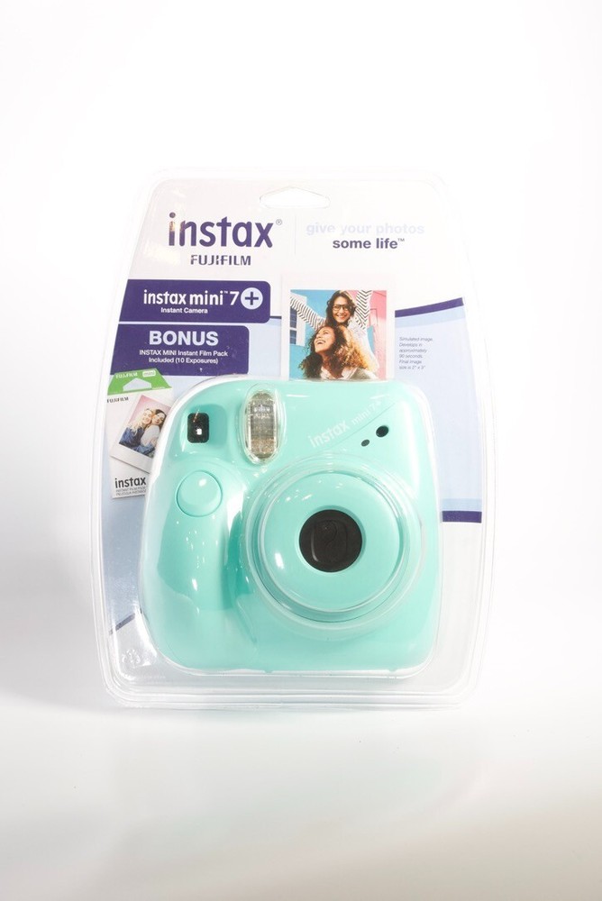Fujifilm Instax Mini 7+ Instant Camera in Sea-Foam Green with Bonus Film Pack - Brand New