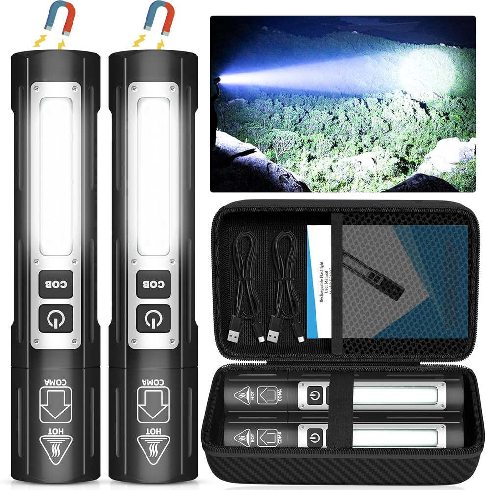 Rechargeable Flashlights High Lumens - 20,000LM Super Bright Small Pocket Magnet