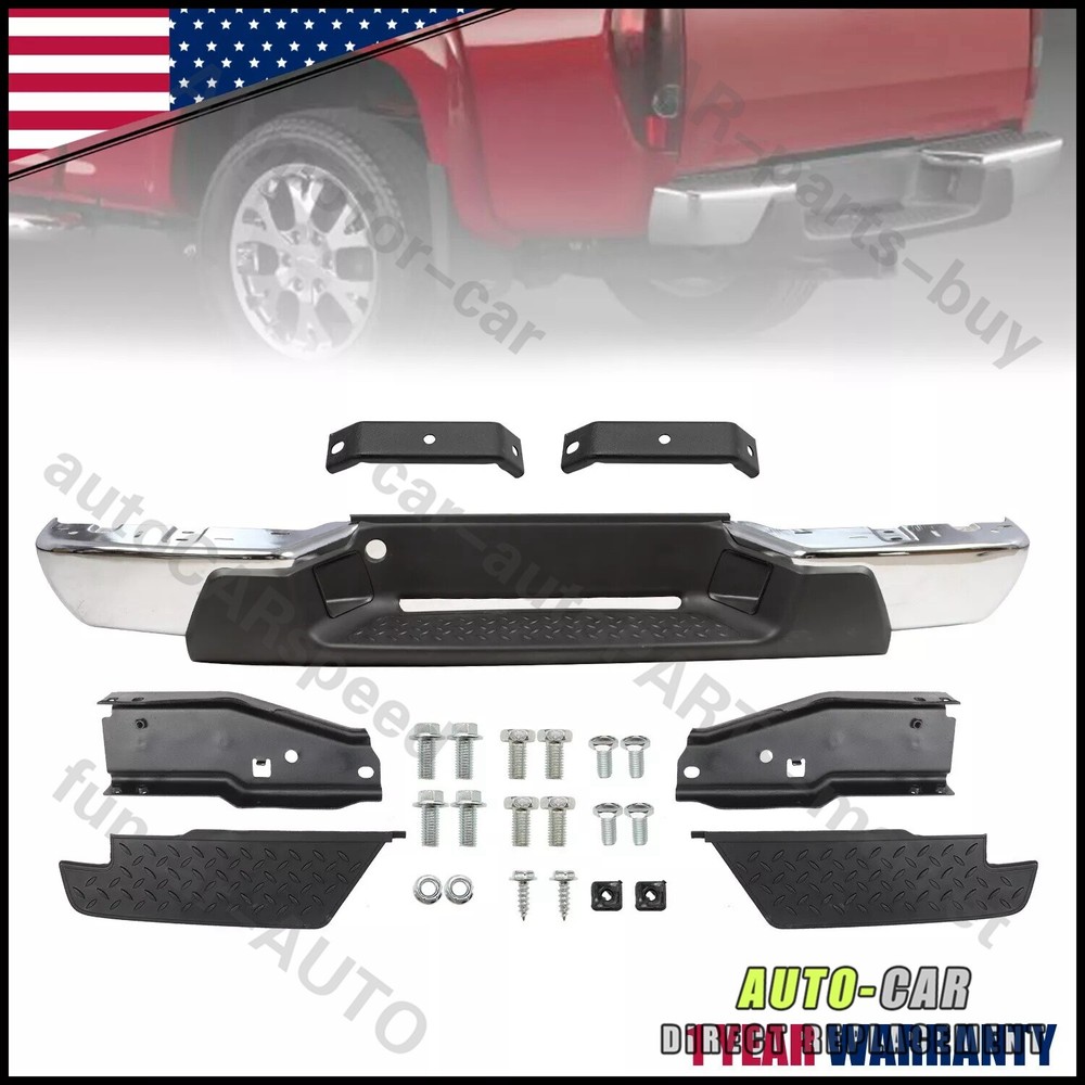 Chrome Steel Complete Rear Bumper For 2004-2007 Chevy Colorado 04-07 GMC Canyon
