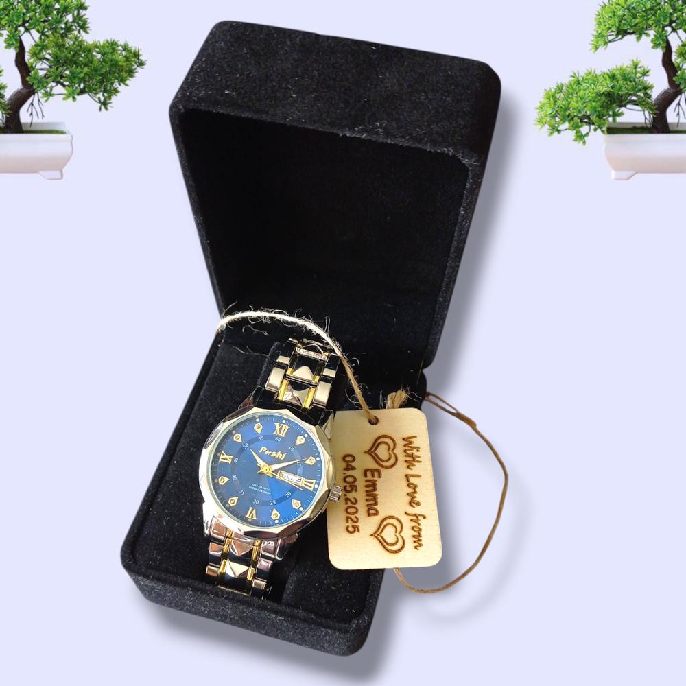 Anniversary Personalized Wrist Watch Gift idea for men son boyfriend blue dial