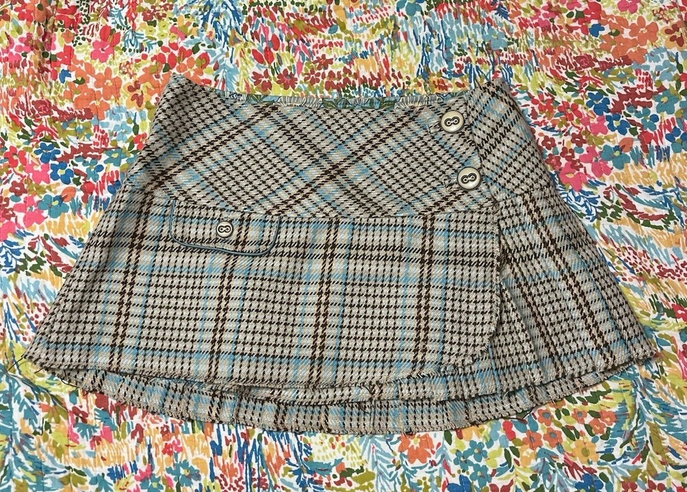 Vtg 90s Y2K Abercrombie & Fitch Plaid Wool Blend Micro Mini Skirt Women’s Size 2