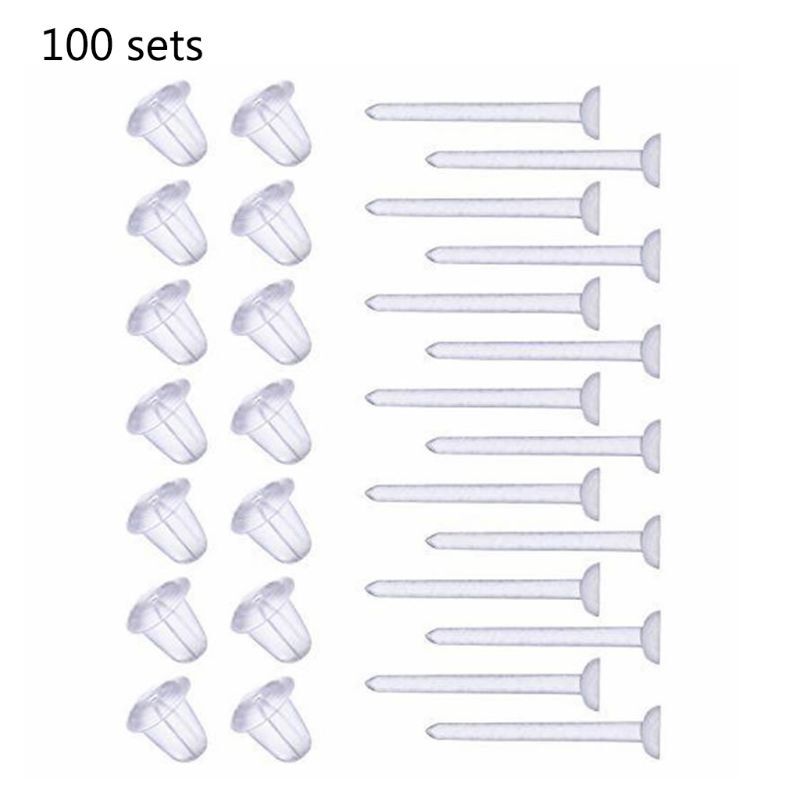 100-Piece Clear Ear Studs & Retainers for Women and Men – Creative Piercing Set