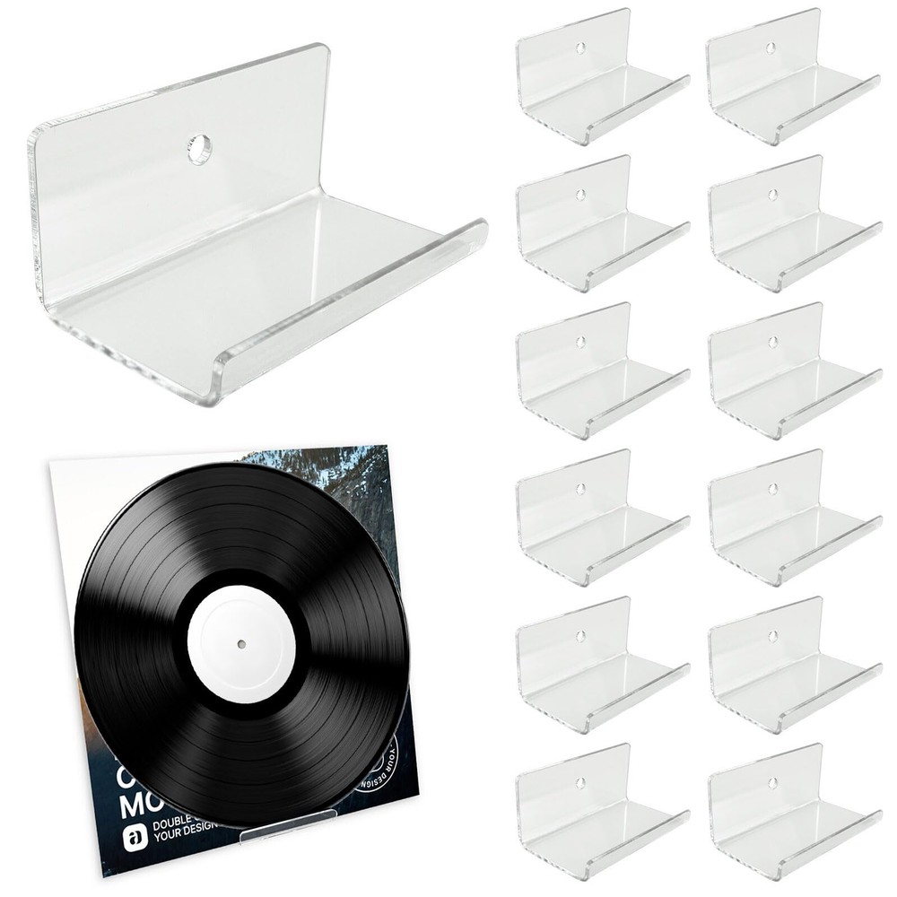 AAiphuwew 12 Pack Clear Vinyl Record Holder Wall Mount, Invisible Floating Ac...