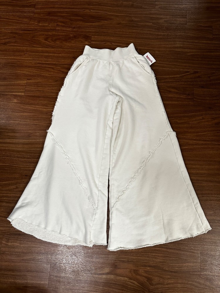 Free People Movement Free Spirit Wide Legs Thick Sweatpants High rise Ivory XS