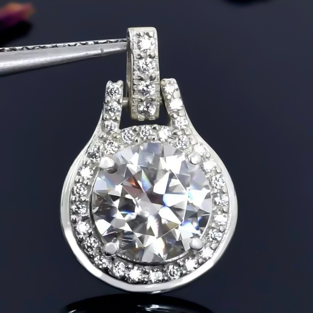 6.60 Ct Certified F VS1 White Diamond Pendant in 925 Silver Gift for Her