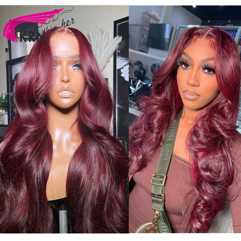 Red Burgundy 99J Body Wave Lace Front Wig with 5x5 Closure & Baby Hair