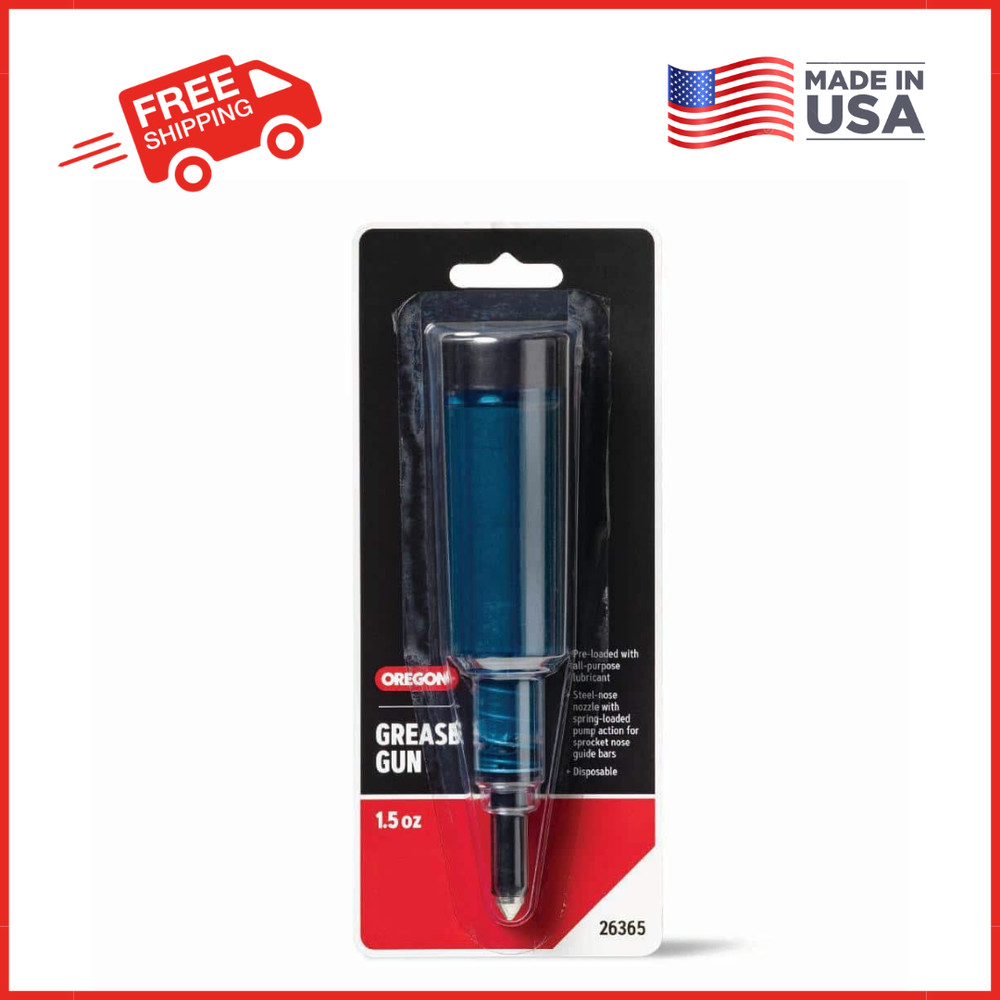 Grease Gun for Chainsaws, 1.5 Oz. Pre Loaded All Purpose Lubricant, Self Dispens