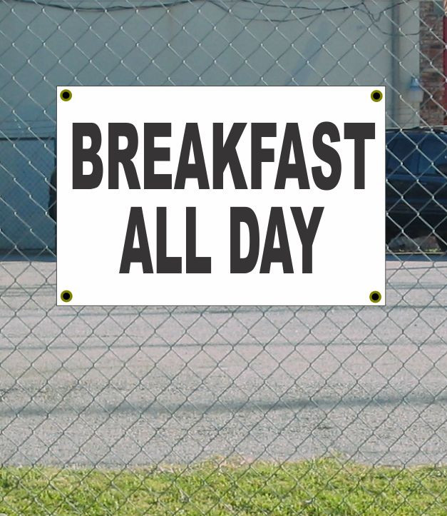 2x3 Breakfast All Day Black & White Banner Sign with Discount Pricing