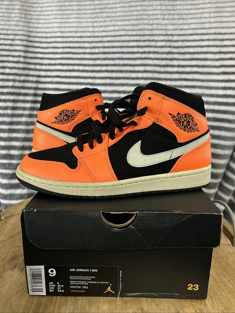 Air Jordan 1 Mid Black Cone Mens Size 9 Sneakers 554724-062