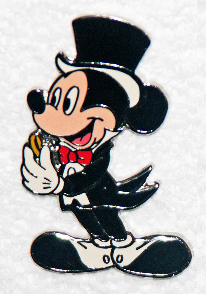 MICKEY MOUSE PIN TUXEDO GROOM FORMAL BLACK TOP HAT WEDDING RING MARRIAGE BRIDE