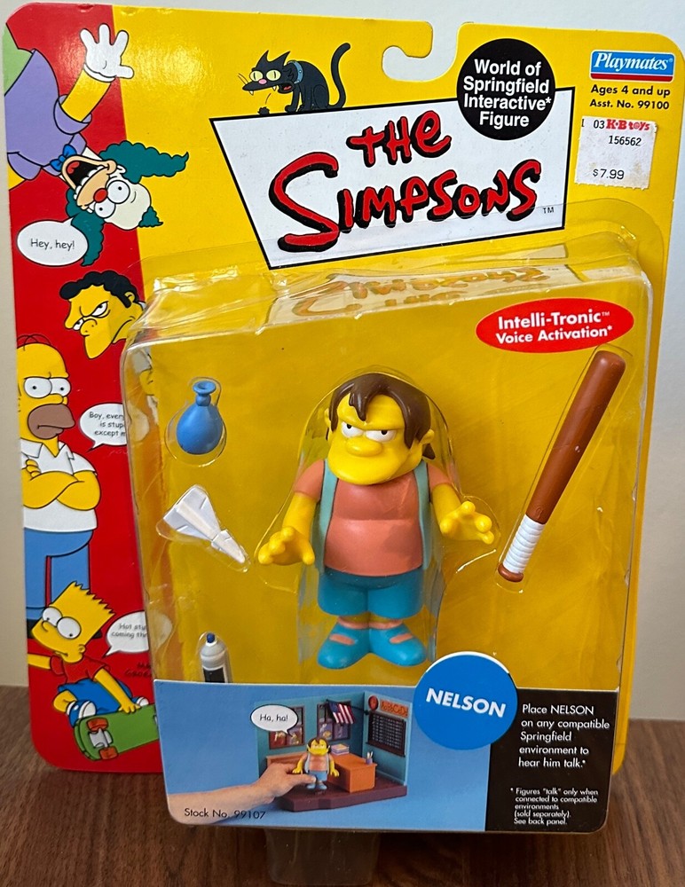 Playmates Toys The Simpsons Nelson Muntz Springfield Interactive Figure New B2