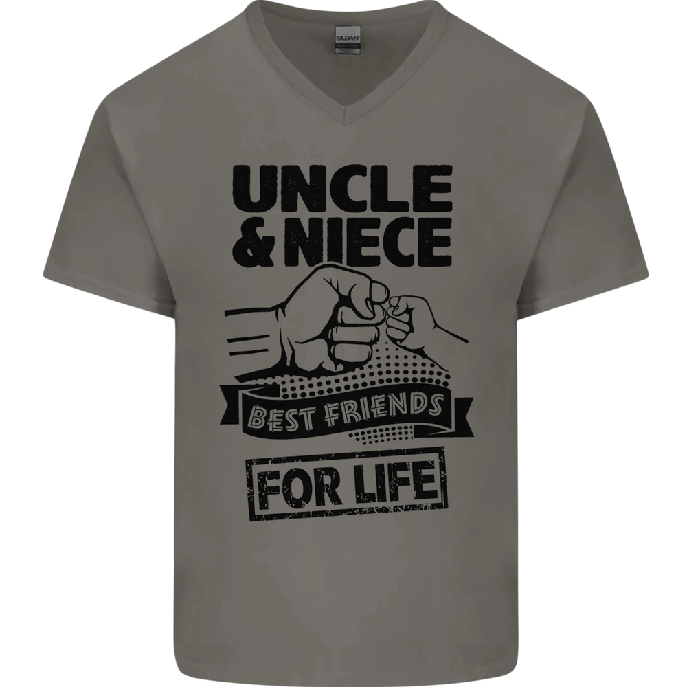 Uncle & Niece Friends for Life Funny Day Mens V-Neck Cotton T-Shirt