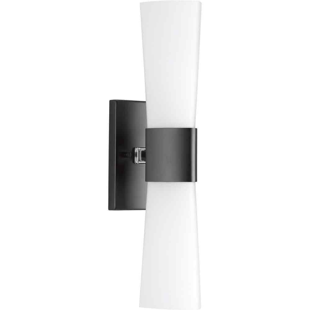 Progress Lighting P300062 Zura 2-Light 21-Inch Black Bathroom Sconce