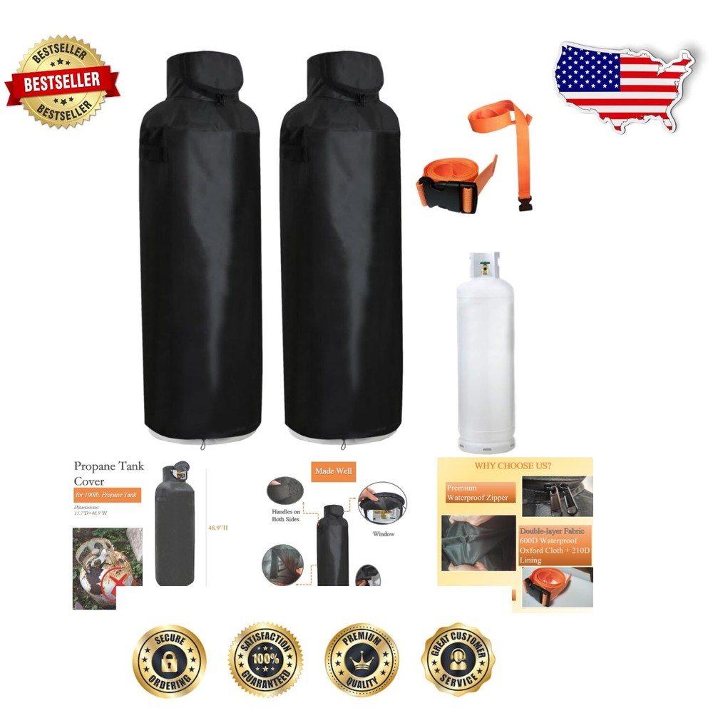 Waterproof 100lb Propane Tank Cover with Top Window - 2 Pcs Durable Design