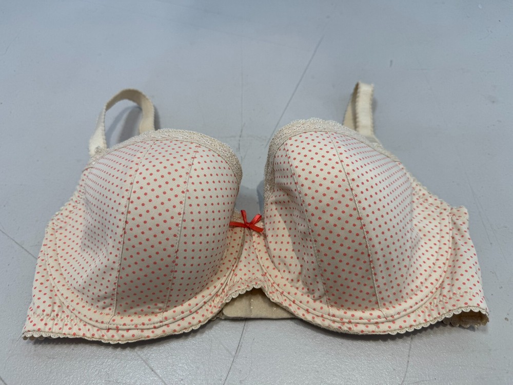 Debenhams Bra Underwired Padded Lace Trim Polka Dot Print Bra Size 34DD Pink