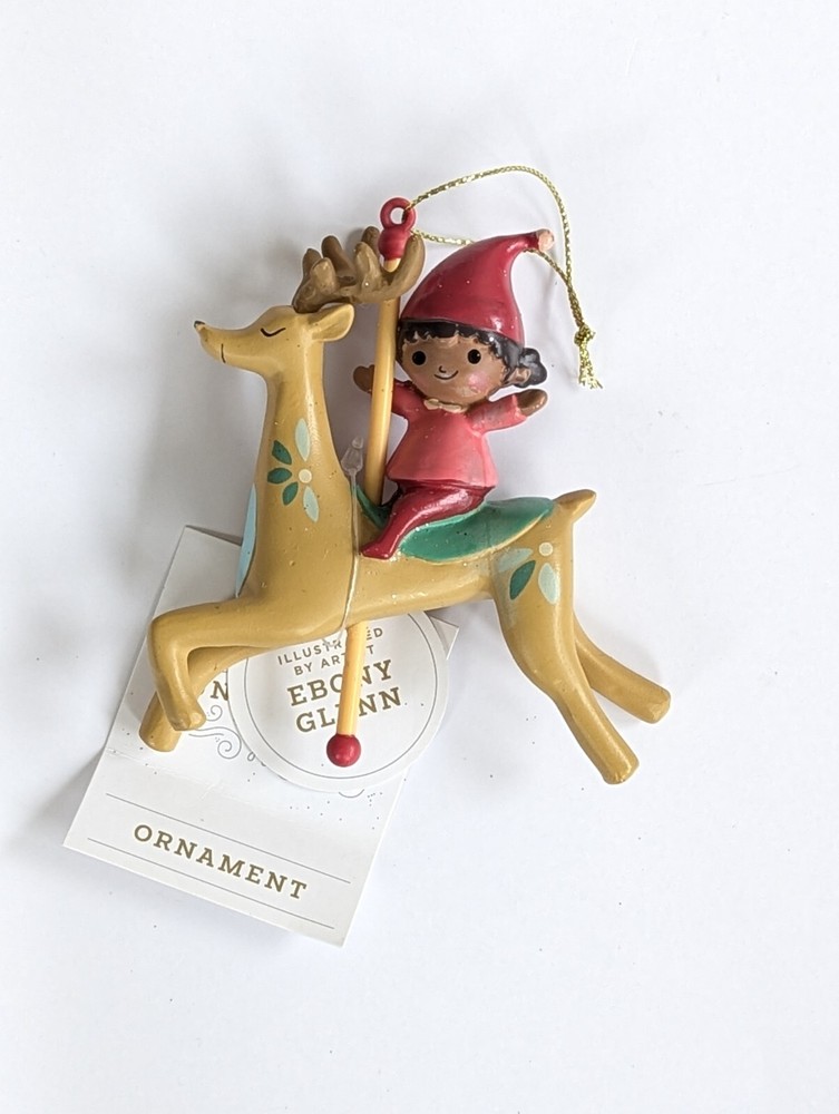 Ebony Glenn Wood Elf and Reindeer Christmas Tree Ornament - Wondershop™