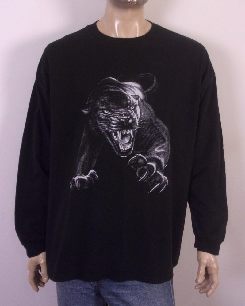 vintage 90s 00s Y2K rare Long Sleeve Black Panther T-Shirt Big Face SZ 3XL