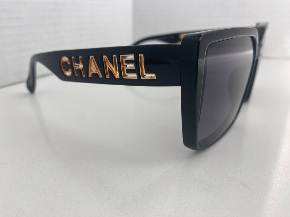 Chanel Black Sunglasses with Full Logo Design