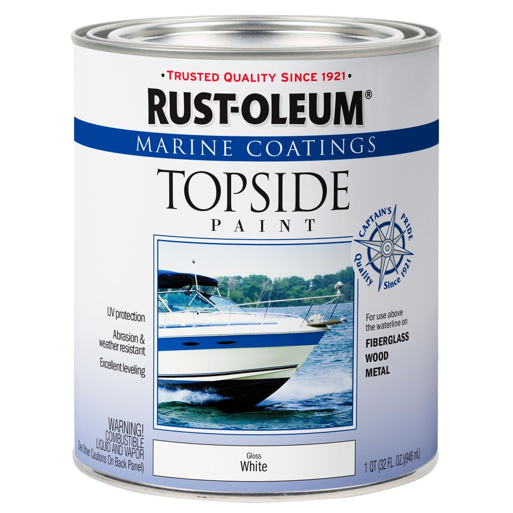 Rust Oleum Marine Topside Paint 32 Fl Oz White Oil Based Durable UV Resistant