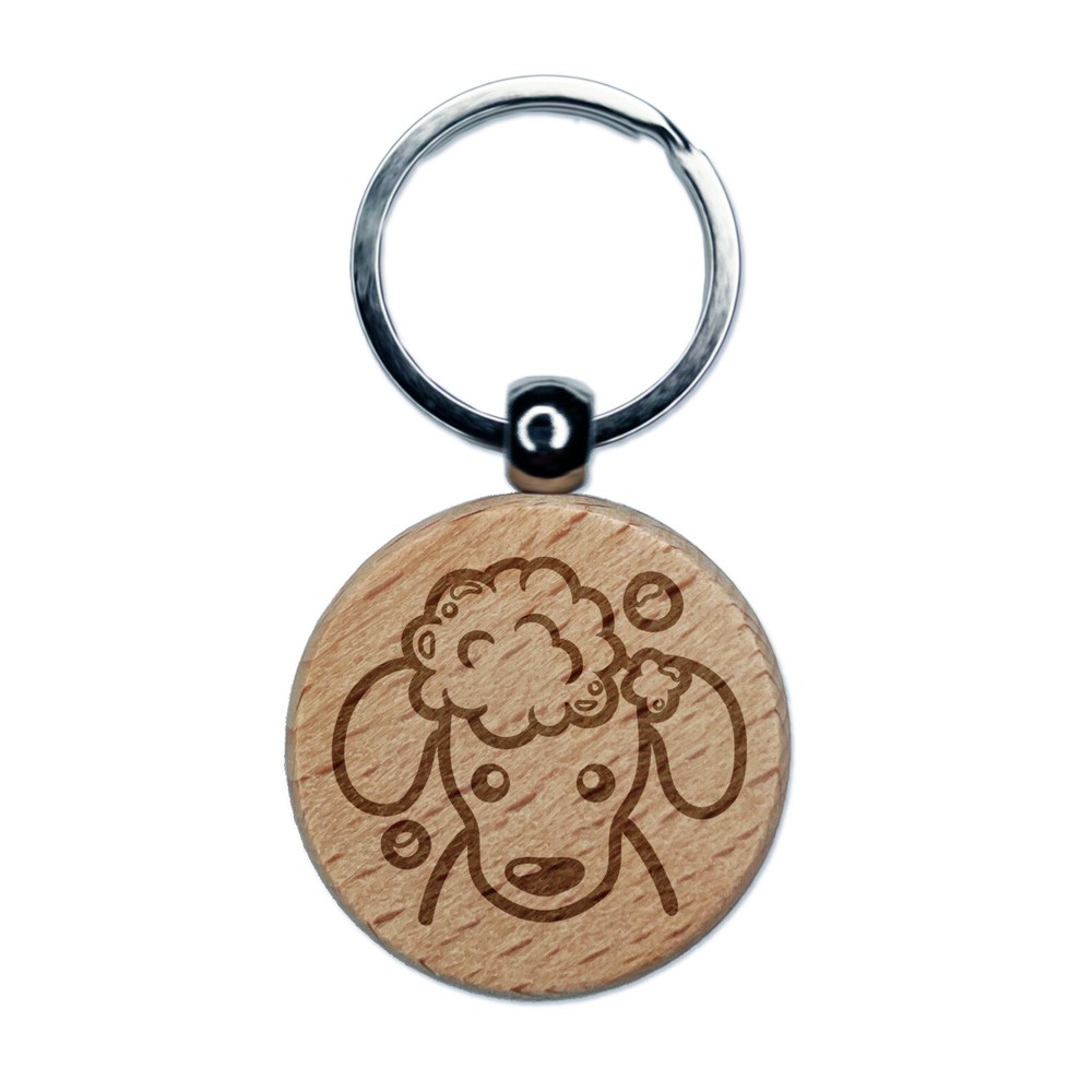 Dog Wash Bubble Bath Engraved Wood Round Keychain Tag Charm
