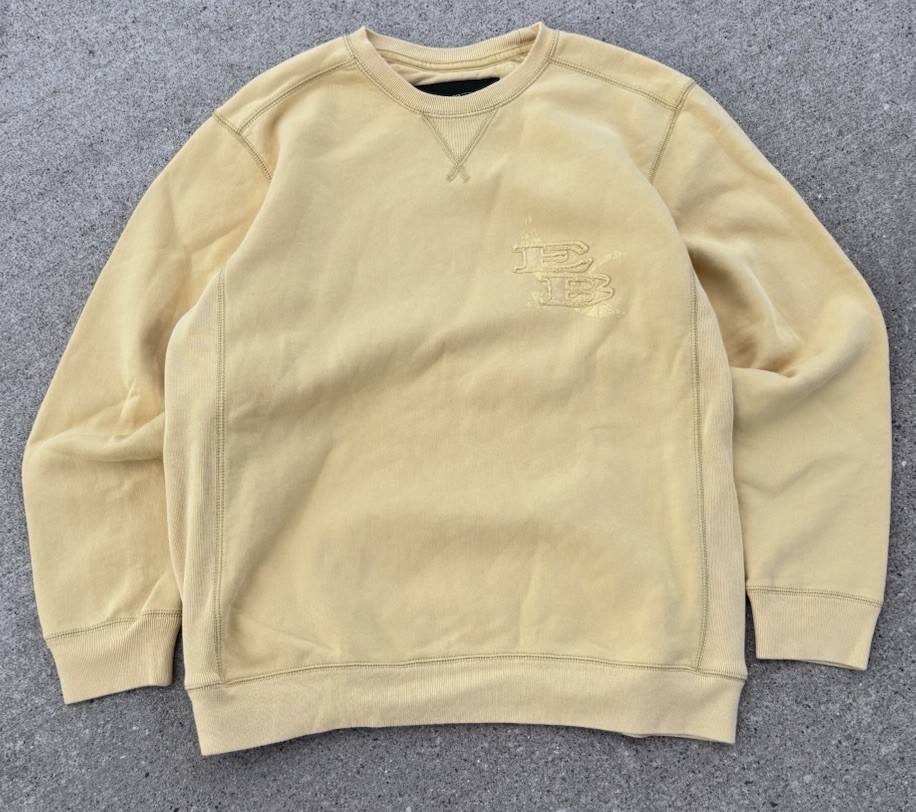 Vtg Y2K Eddie Bauer Yellow Sweatshirt Men L Yellow Crewneck w Embroidered Logo