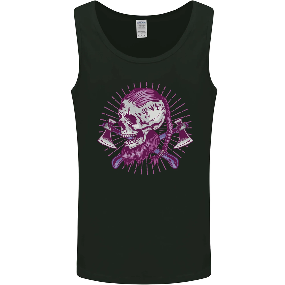 Viking Axe Skull Design Mens Sleeveless Vest Tank Top