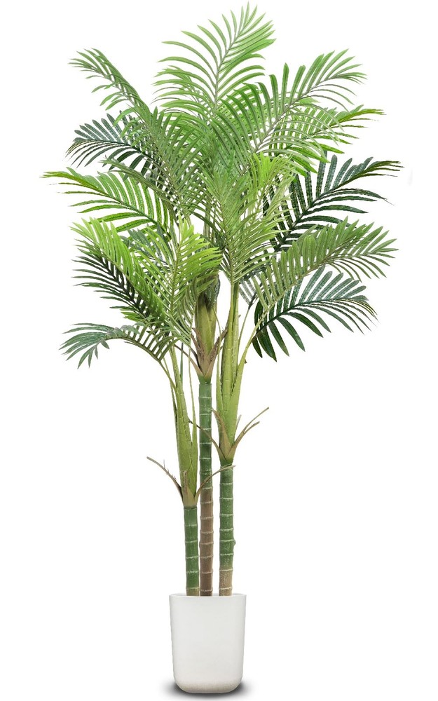 No-Sag 6.25 Ft Tall Fake Palm Tree with Planter 3 Thick Trunks Large Artificial Plant