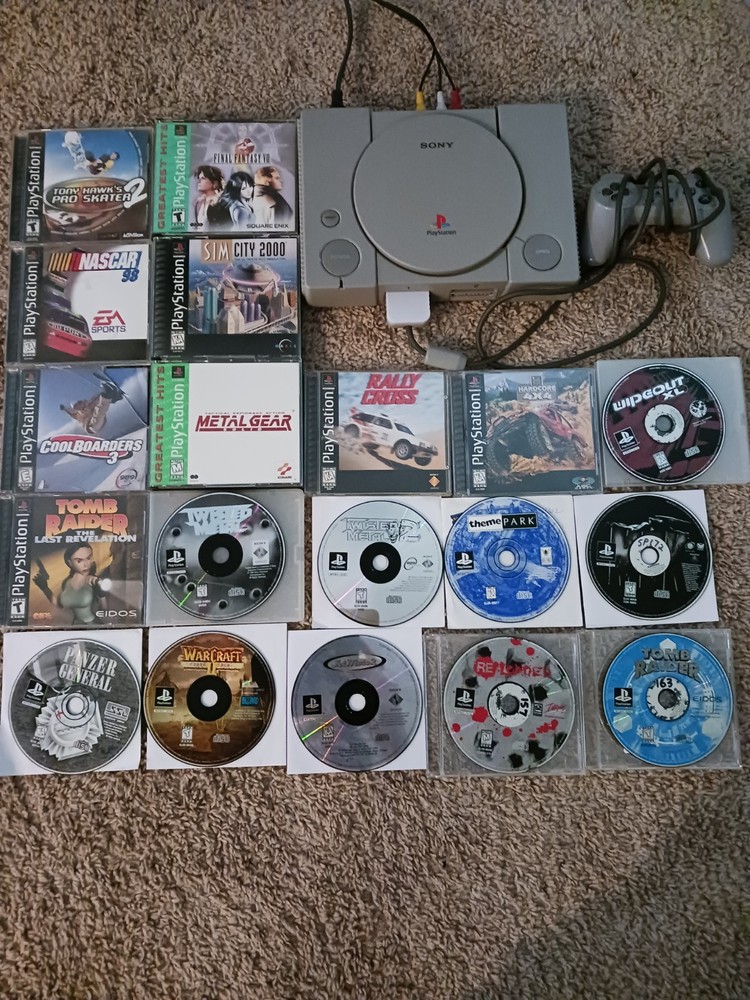 lote paquete consola y juegos ps1