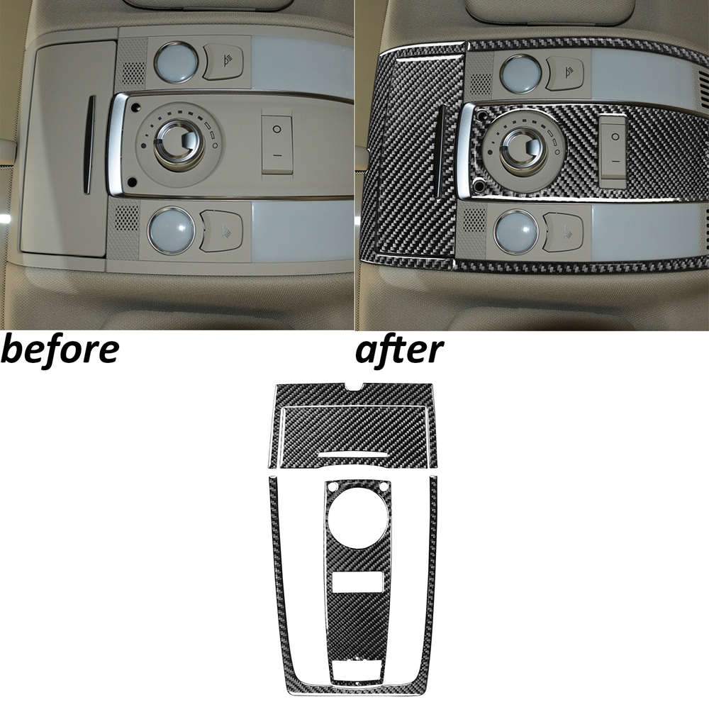4Pcs Real Carbon Fiber Roof Reading Light Panel Trim For Audi A6 S6 C6 2005-2011