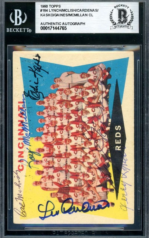Lynch McLish Cardenas Kasko Gaines McMillan Beckett BAS Signed 1960 Topps