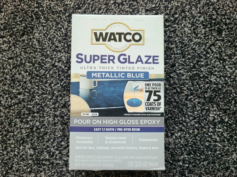 Rust-Oleum Watco- Super Glaze Pour On High Gloss Epoxy Met-Blue 1qt- BEST-PRICE