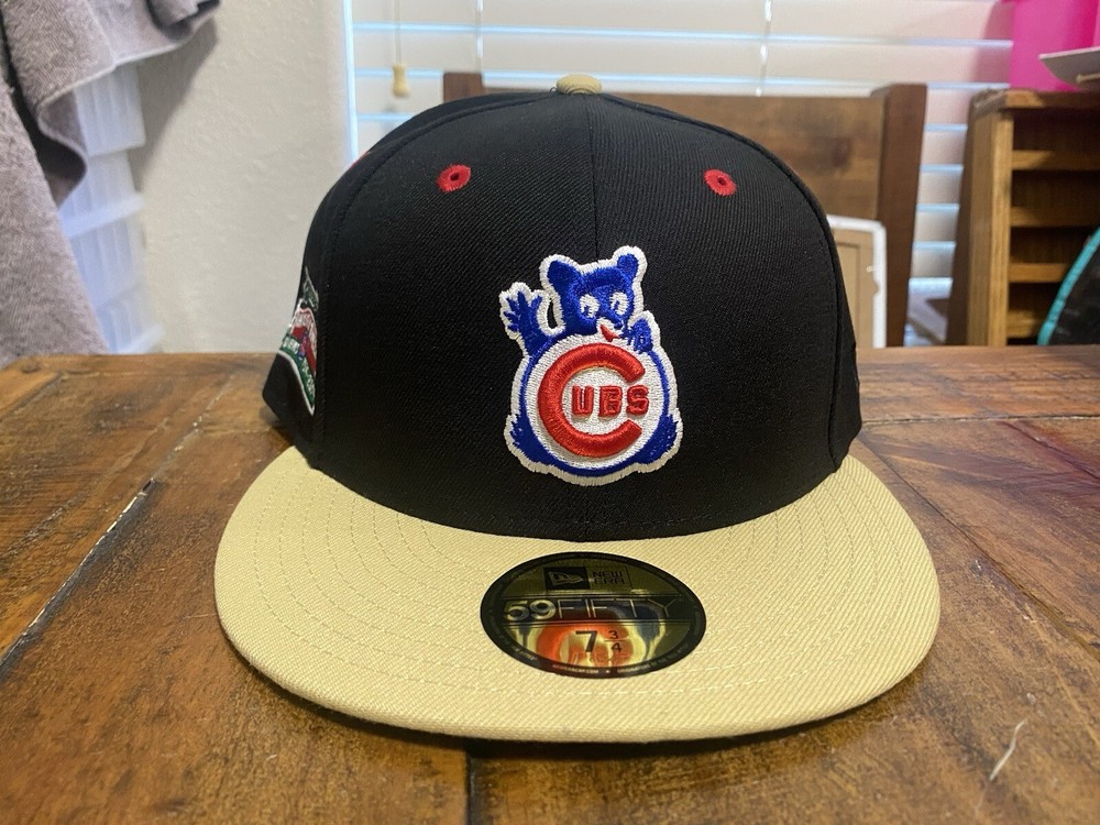 Hat Club Chicago Cubs Waving Cub Black Vegas Gold New Era Fitted 7 3/4 Green UV