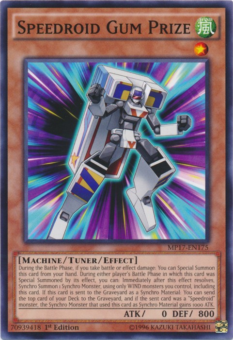 Speedroid Gum Prize Common 1st Edition MP17-EN175 Near Mint 2017 Mega Tin