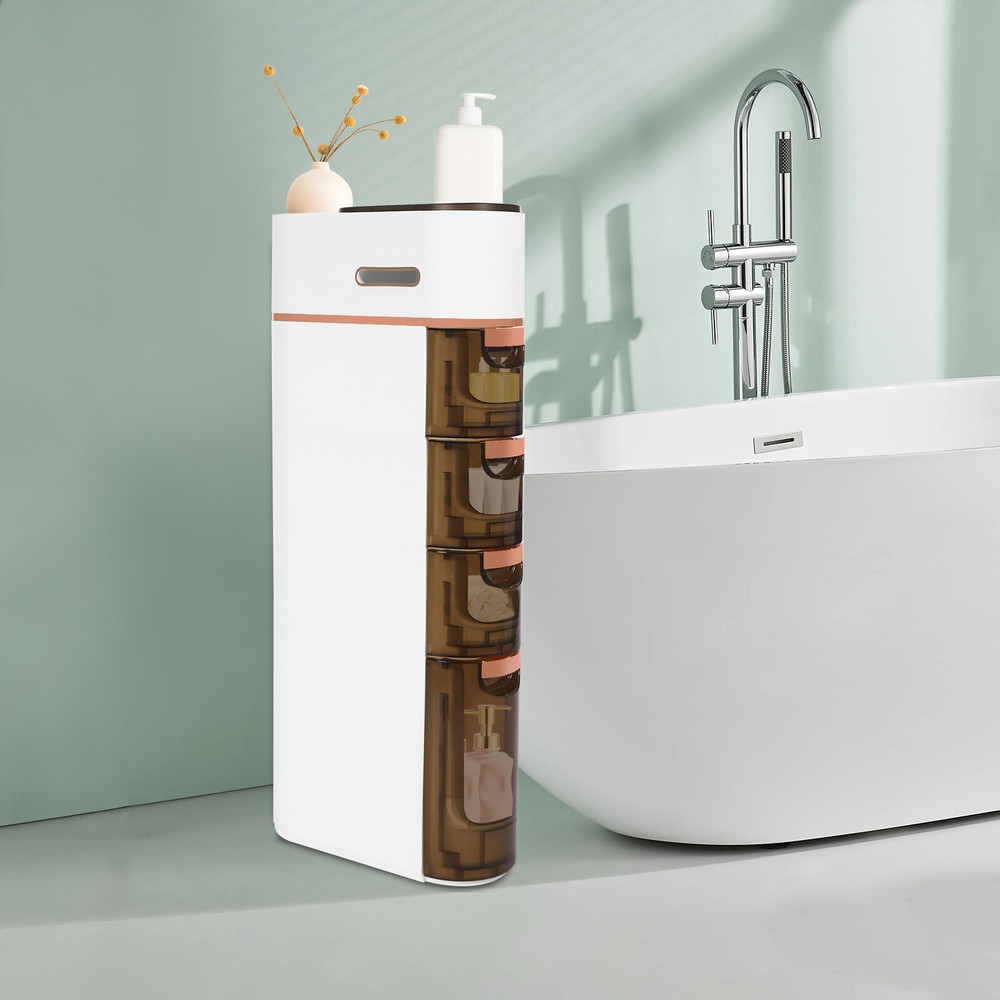 4-Layer Narrow Bathroom Floor Storage Cabinet for Small Spaces  