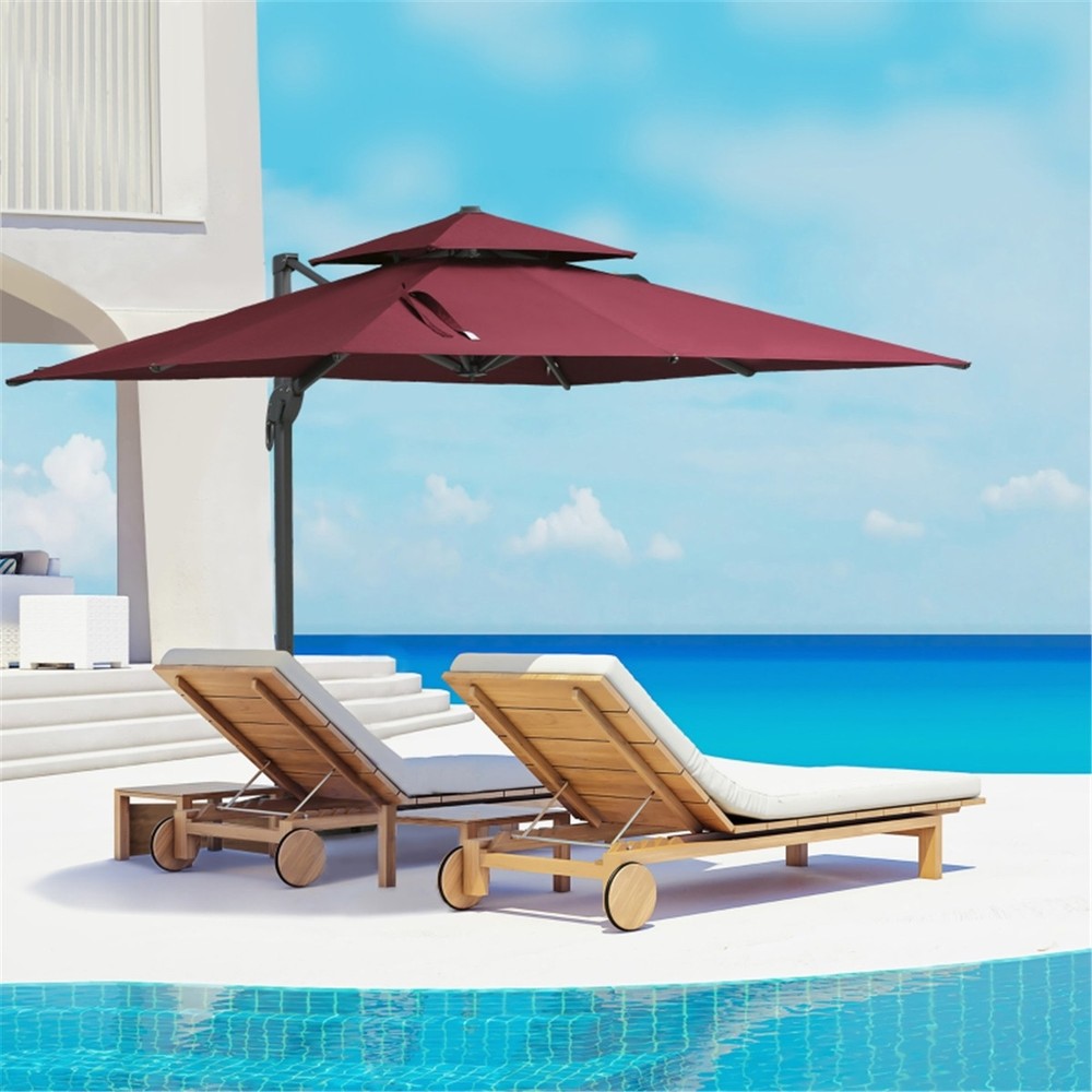Portable Tilt Beach Umbrella with UV Sunshade for Outdoor Canopy