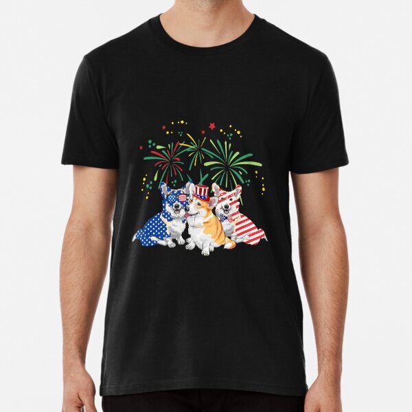 Corgi Dog 4Th Of July American Flag Great Gift Idea Premium T-Shirt S-5XL