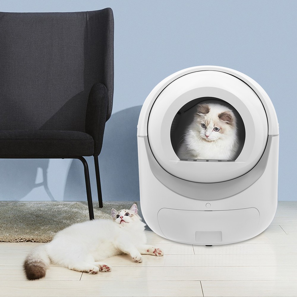 White Smart Cat Litter Box APP Automatic Self-Cleaning Litter BOX Snap-on Filter