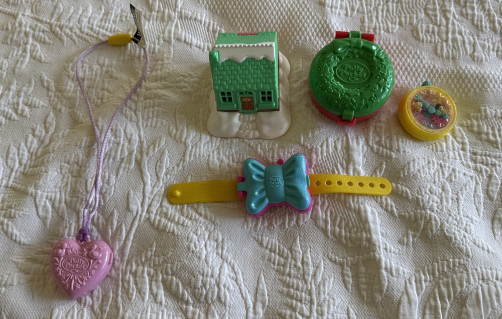 Лот из 5 винтажных Polly карман McDonalds Happy Meal игрушки замок компактные часы + +