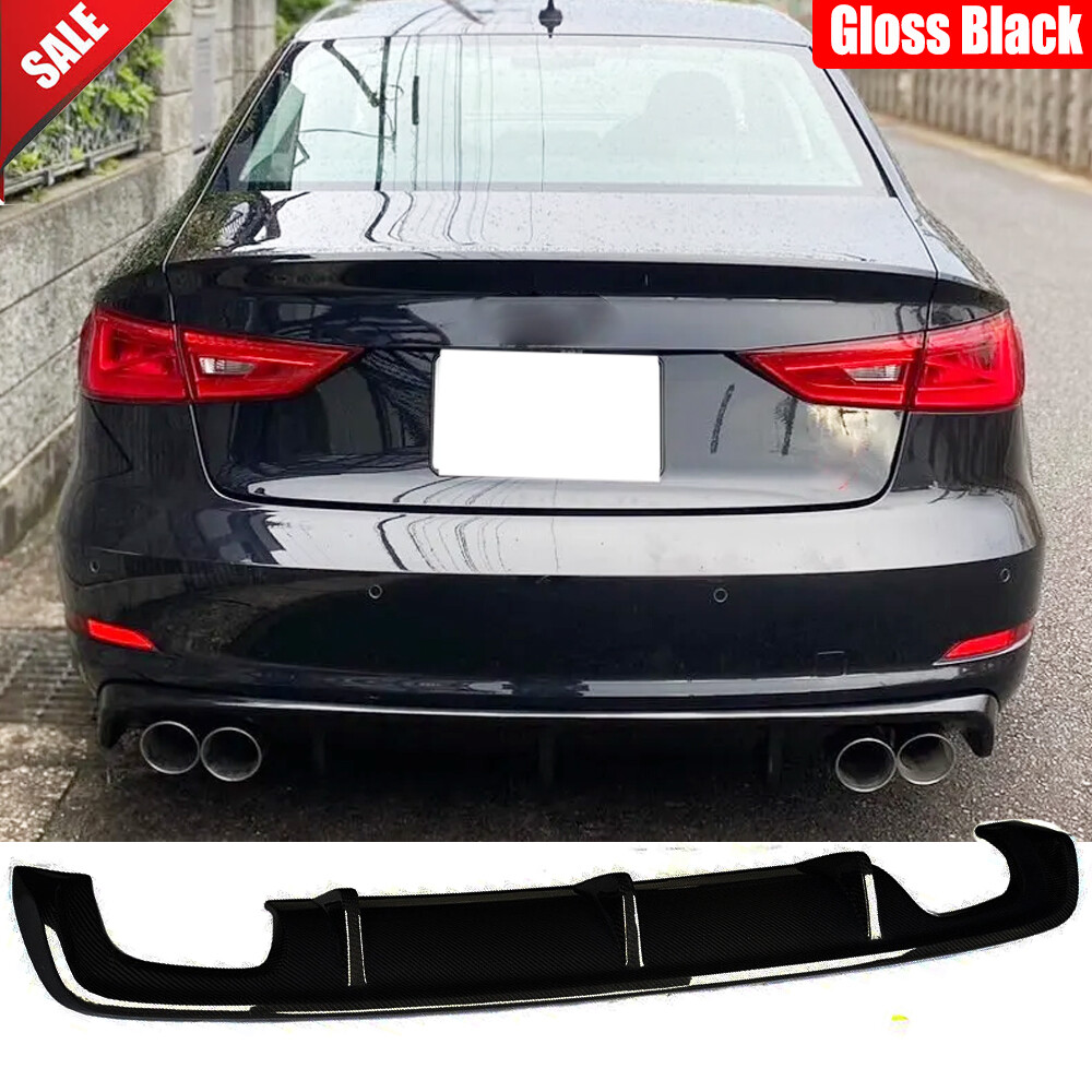 Audi A3 8V Sedan 2013-2016 Gloss Black Rear Bumper Diffuser Lip Spoiler
