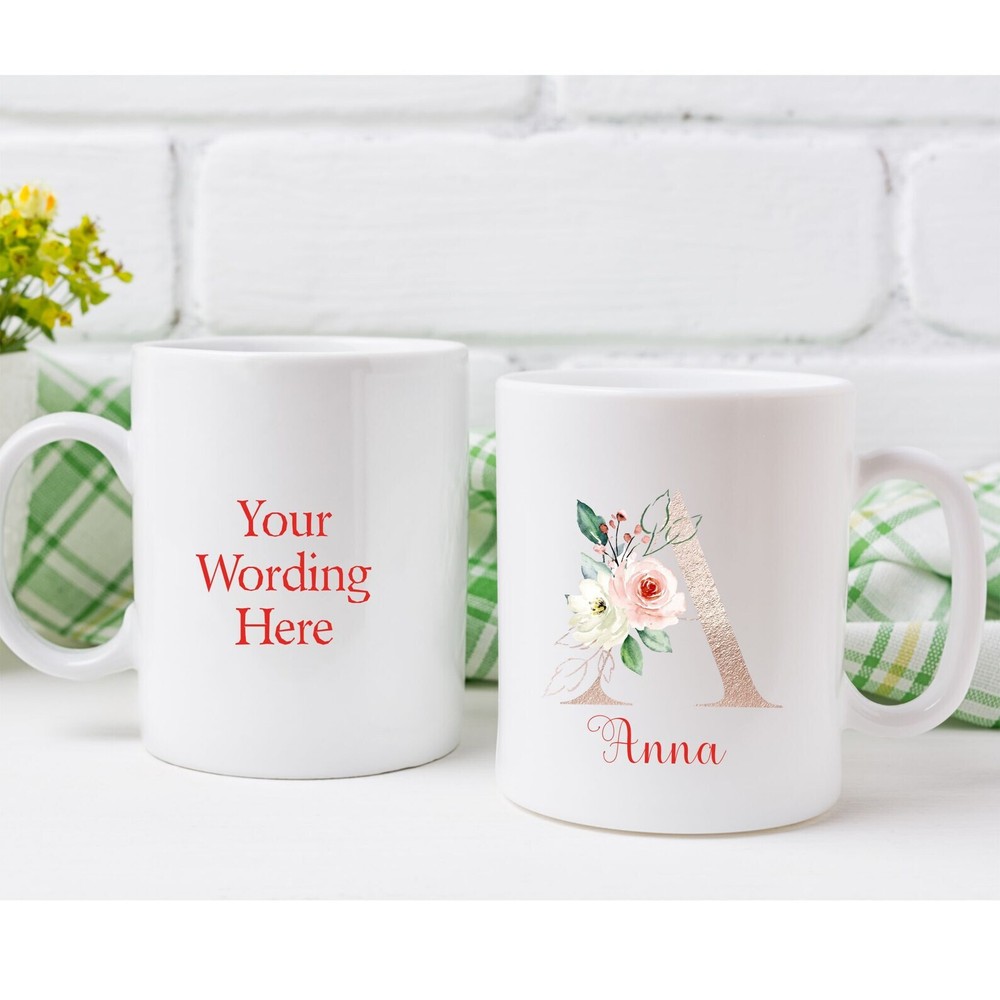 Floral Design Mug Personalised Floral Initial Name Mug Coffee Mug Tea Cup Gift